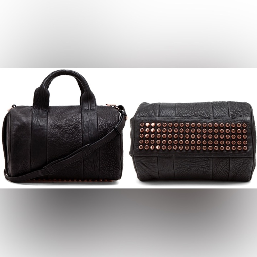 Women’s Alexander Wang Rocco Black Leather Bottom Studded Satchel Bag